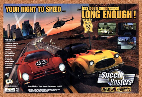 1998 Speed Busters American Highways PC Original Ad / Retro Wall Art v1
