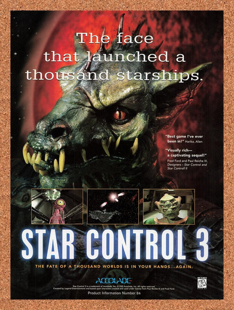 1995 Star Control 3 PC Original Advertisement / Retro Promo v2