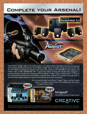 2002 Solder Of Fortune 2 Double Helix Sound Blaster Audigy Original Ad