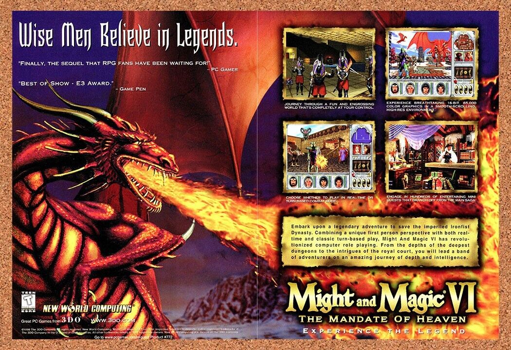 Might And Magic VI Mandate Of Heaven PC v2 Original 2000 Ad Authentic Game Promo