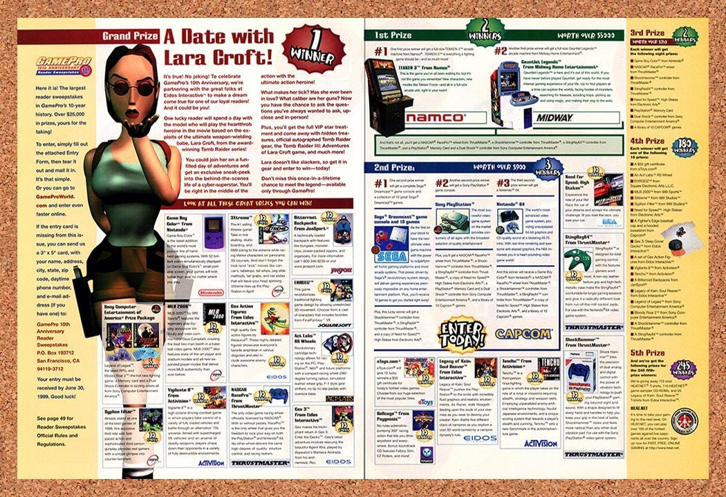1999 Tomb Raider Win A Date With Lara Sweepstakes Original Ad / Promo v1
