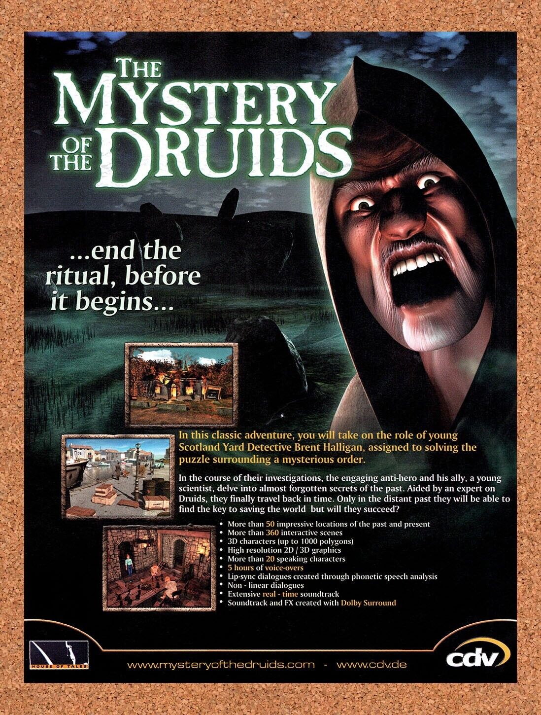 2001 The Mystery Of The Druids PC Original Advertisement / Retro Wall Art v1