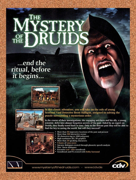 2001 The Mystery Of The Druids PC Original Advertisement / Retro Wall Art v1