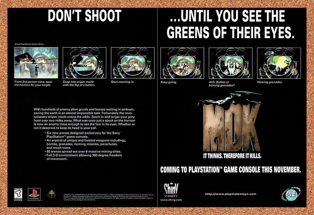 1996 MDK 1 PS1 Original Advertisement / Retro Wall Art v4