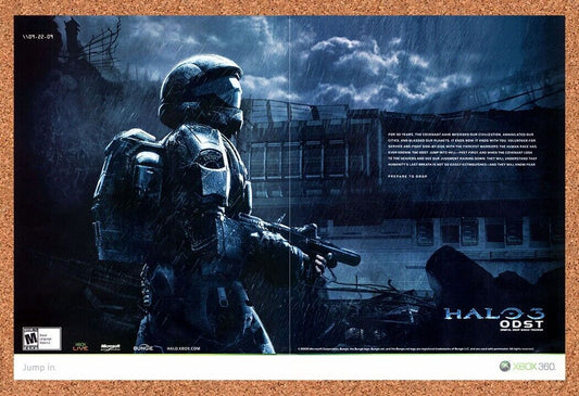 Halo 3 ODST Xbox 360 Original 2008 Vintage Ad - Video Game Promo Wall Art