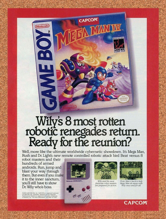 Mega Man IV 4 Game Boy Original 1992 Ad Authentic Nintendo Video Game Promo