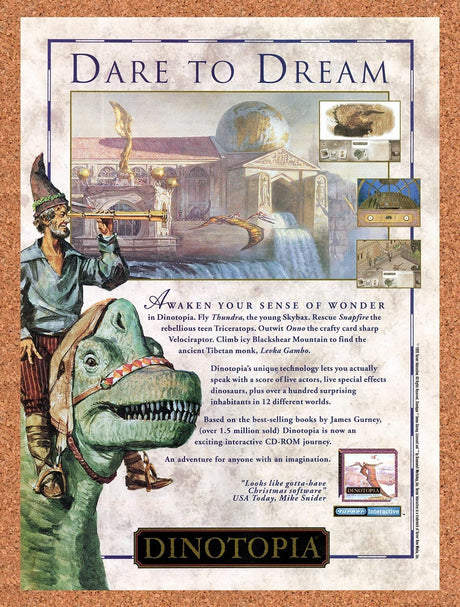 1995 Dinotopia Turner Interactive CD-ROM Original Advertisement / Retro Promo v1