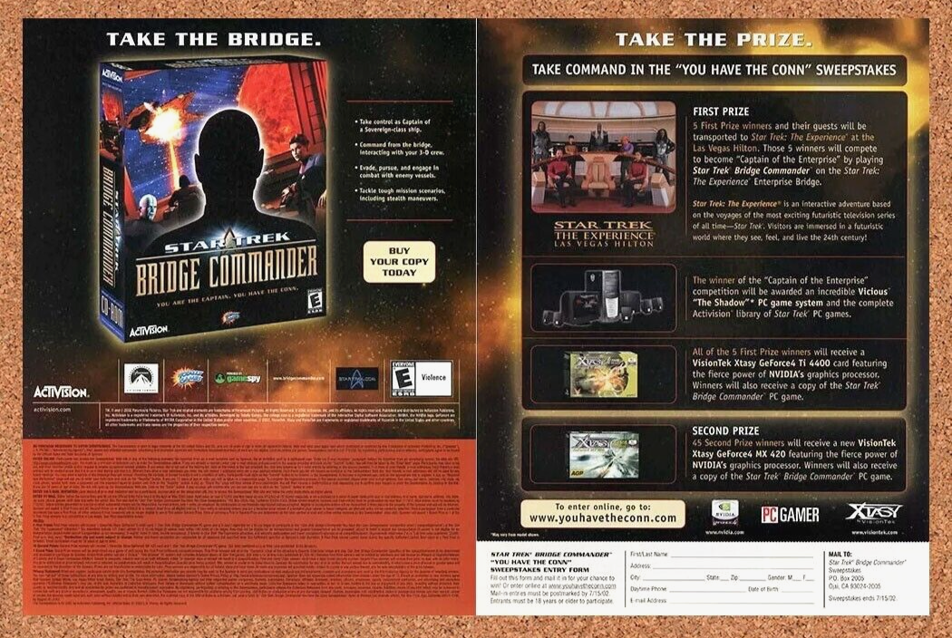 Star Trek Bridge Commander PC Original 2003 Ad Authentic Video Game Promo