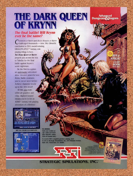 1992 Advanced Dungeons & Dragons Dark Queen Of Krynn IBM Original Ad / Promo v1