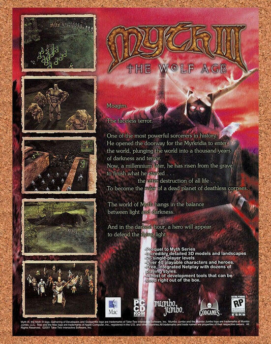 Myth III The Wolf Age PC Original 2002 Ad Authentic Tactical Video Game Promo