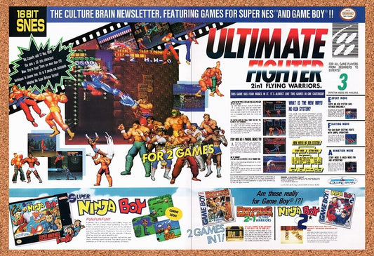 1991 Culture Brain Nintendo Games Original Advertisement / Retro Wall Art v1