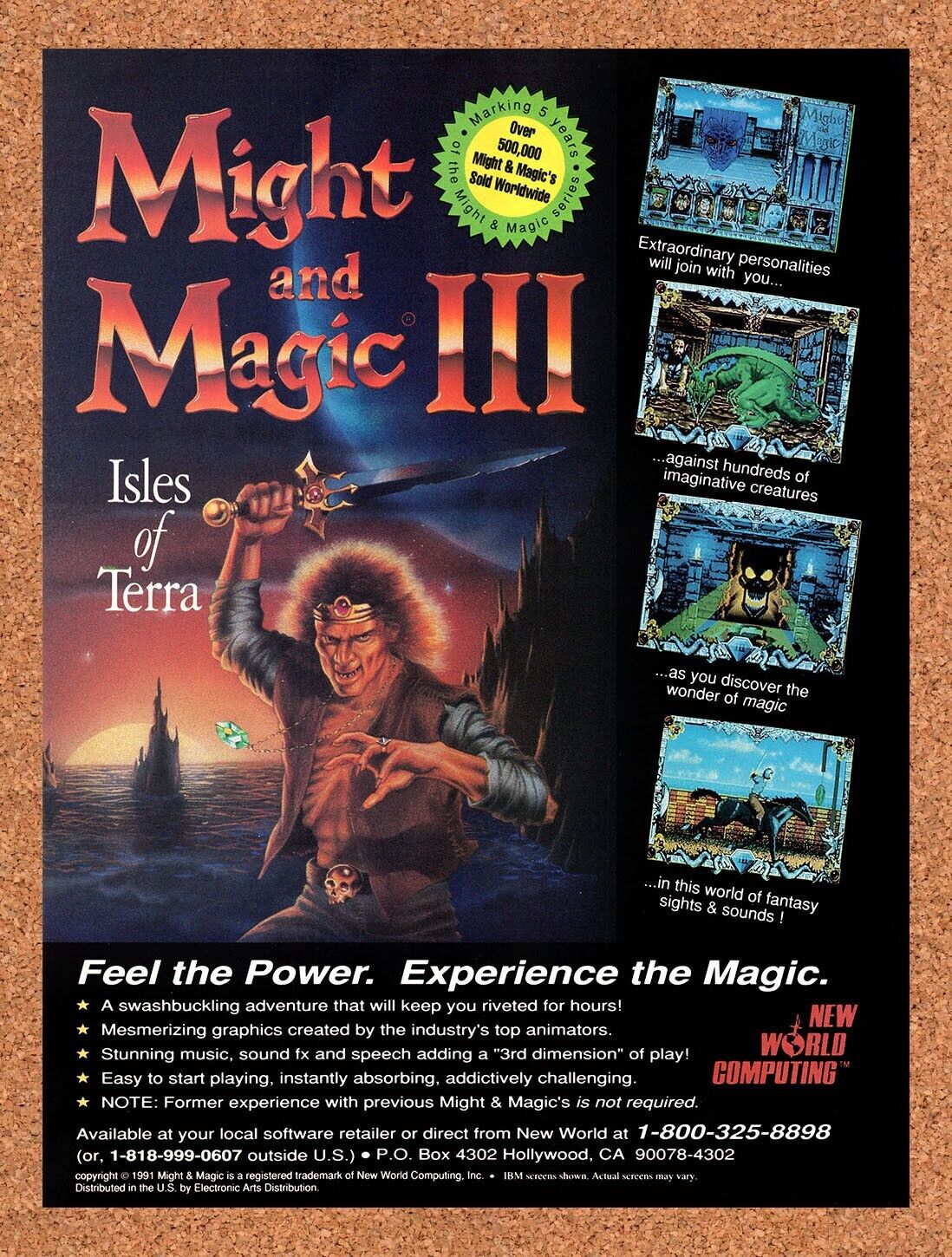 1991 Might And Magic 3 Isles Of Terra IBM Original Ad / Retro Wall Art v1