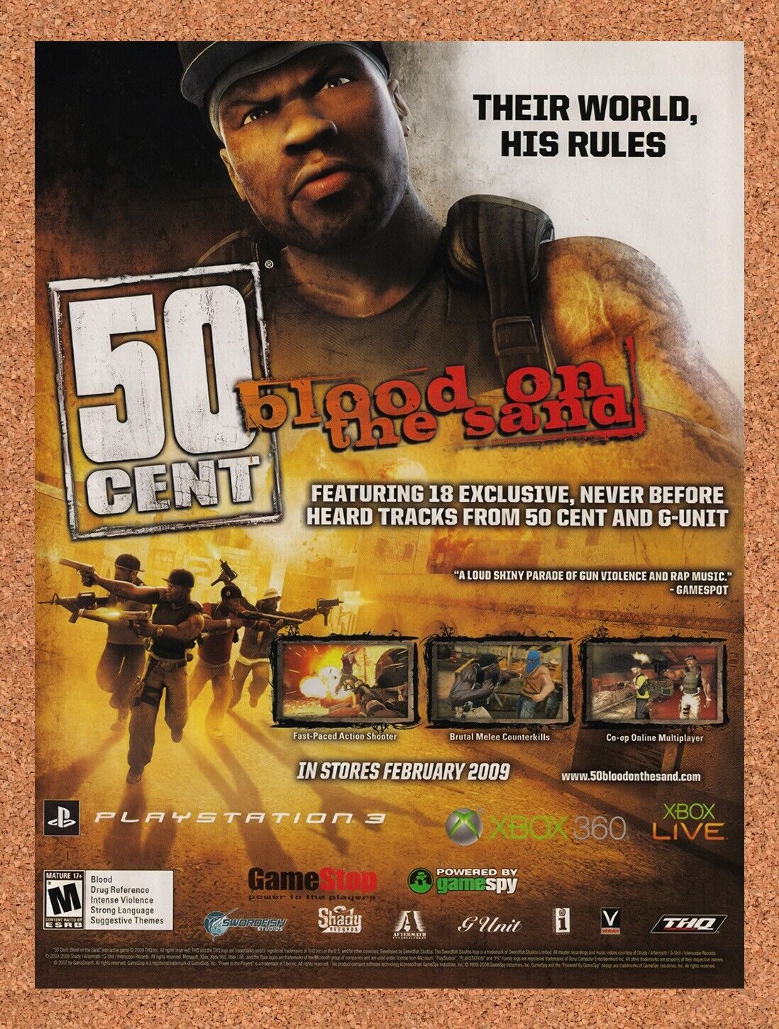 2009 50 Cent Blood On The Sand Xbox 360 Original Advertisement / Wall Art v1