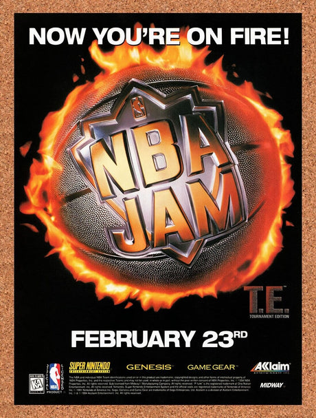 1995 NBA Jam TE SNES Original Advertisement / Retro Wall Art v6