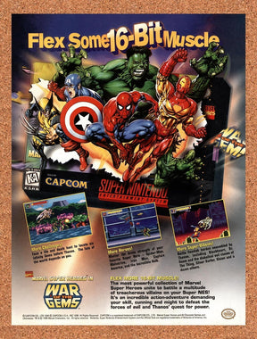 1996 Marvel Super Heroes War Of The Gems SNES Original Advertisement / Promo v1