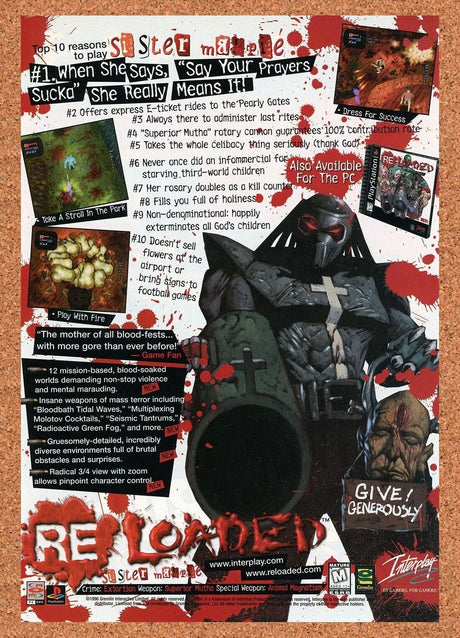 Reloaded PS1 Original 1997 Ad Authentic PlayStation Video Game Promo