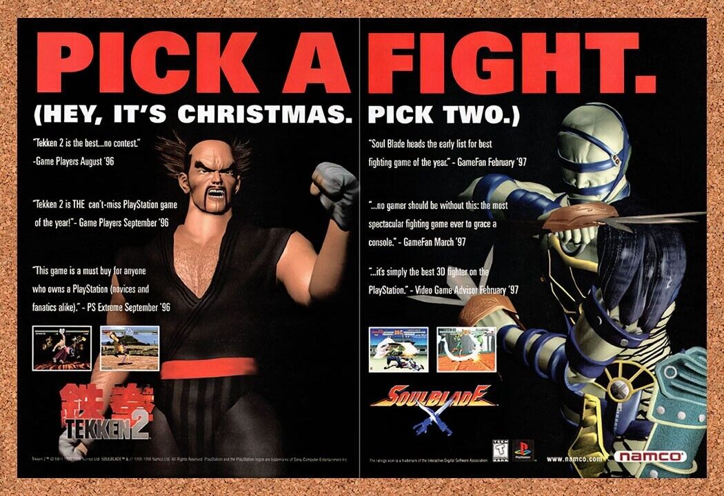 1997 Namco PS1 Fighting Games Original Advertisement / Retro Wall Art v3