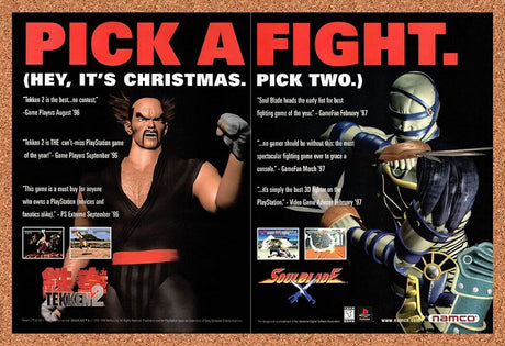 1997 Namco PS1 Fighting Games Original Advertisement / Retro Wall Art v3