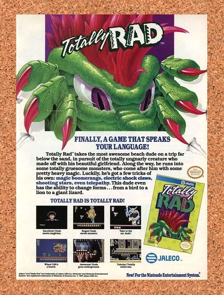 Totally Rad NES Original 1992 Ad Authentic Nintendo Video Game Promo
