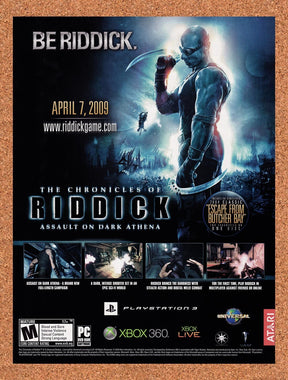 2009 Chronicles Of Riddick Xbox 360 Original Advertisement / Retro Wall Art v2