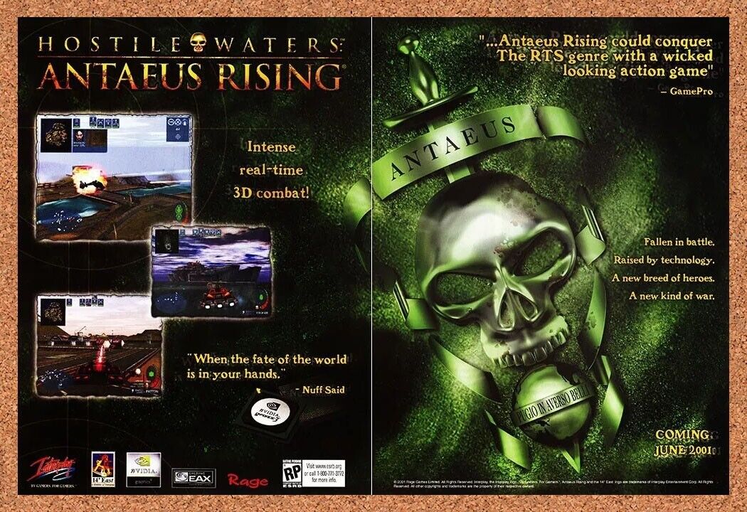 Hostile Waters Antaeus Rising PC Original 2001 Ad Authentic Video Game Promo v1