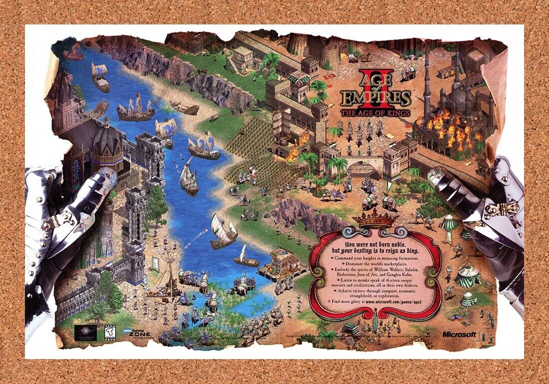 Age Of Empires II Age Of Kings PC Original 2000 Ad Authentic Video Game Promo
