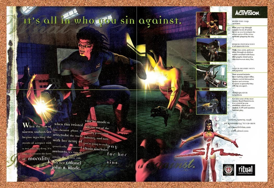1998 Sin PC Original Advertisement / Retro Promo v5