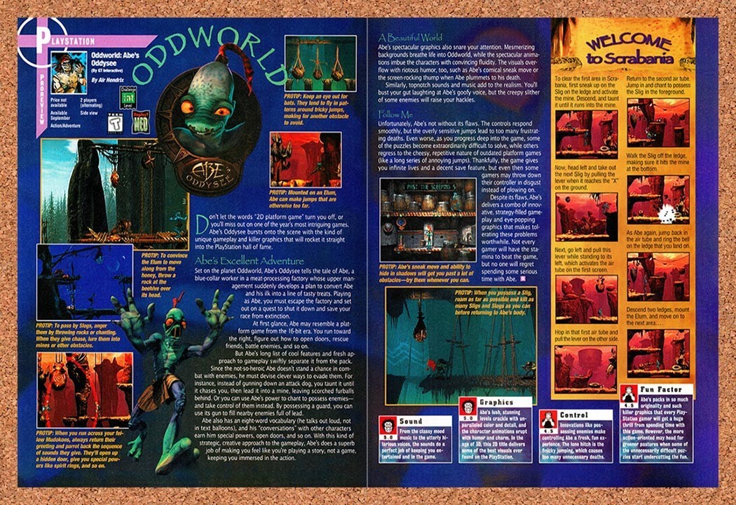 1997 Oddworld Abe's Oddysee PS1 Original Advertisement / Retro Promo vr1