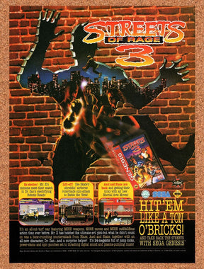 Streets of Rage 3 Genesis Original 1995 Ad Authentic SEGA Video Game Promo