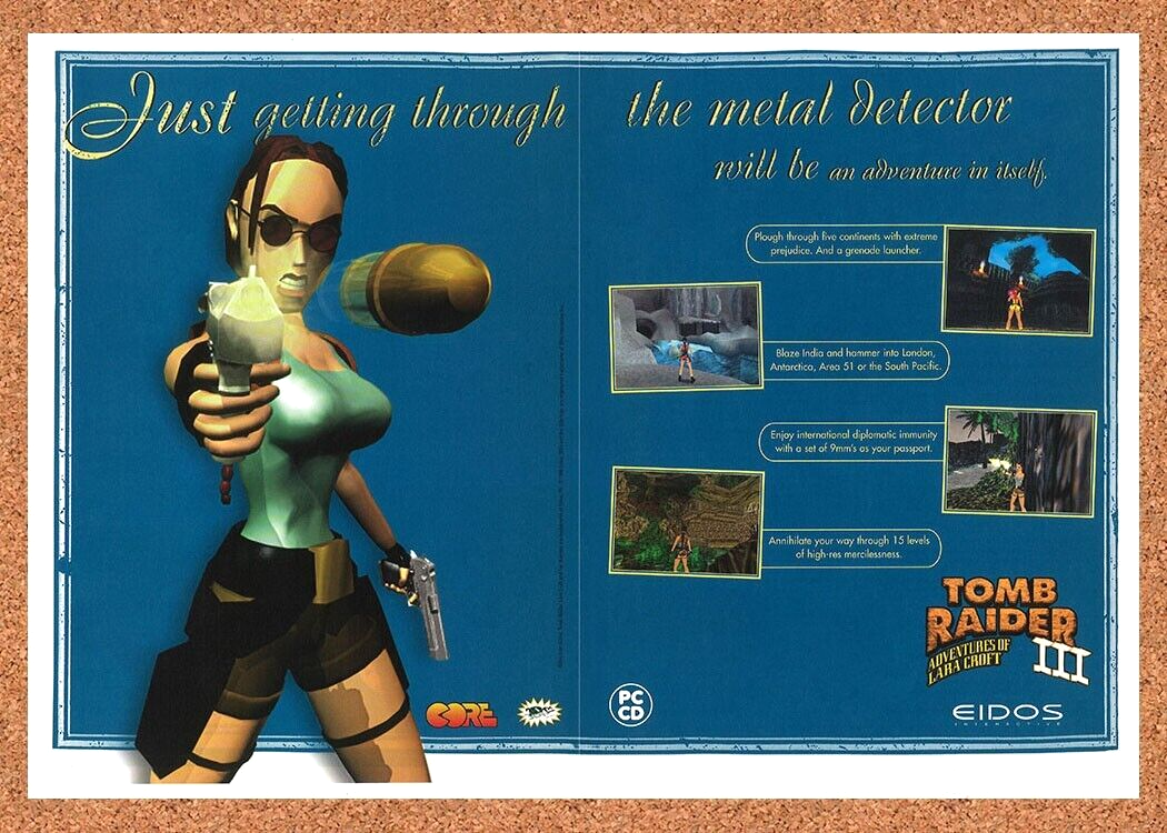 Tomb Raider III Adventres Lara Croft Original 1999 Ad Authentic Video Game Promo