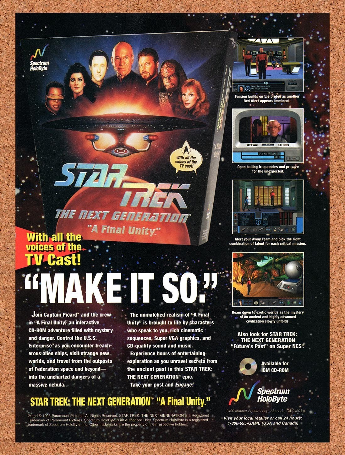 1995 Star Trek The Next Generation A Final Unity PC Original Ad / Promo v2