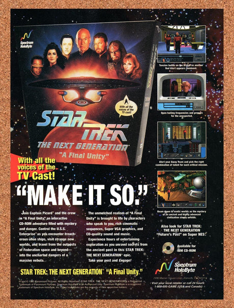 1995 Star Trek The Next Generation A Final Unity PC Original Ad / Promo v2