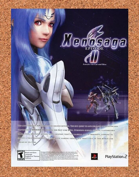 Xenosaga Episode 2 PS2 Original 2004 Ad Authentic Video Game Promo v3