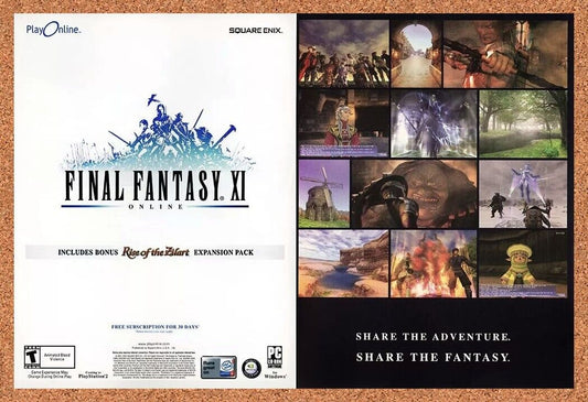 Final Fantasy XI 11 Online PC Zilart Original 2004 Ad Authentic Video Game Promo