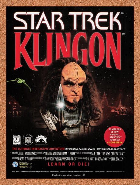 1996 Star Trek Klingon Interactive CD-ROM Original Advertisement / Promo v1
