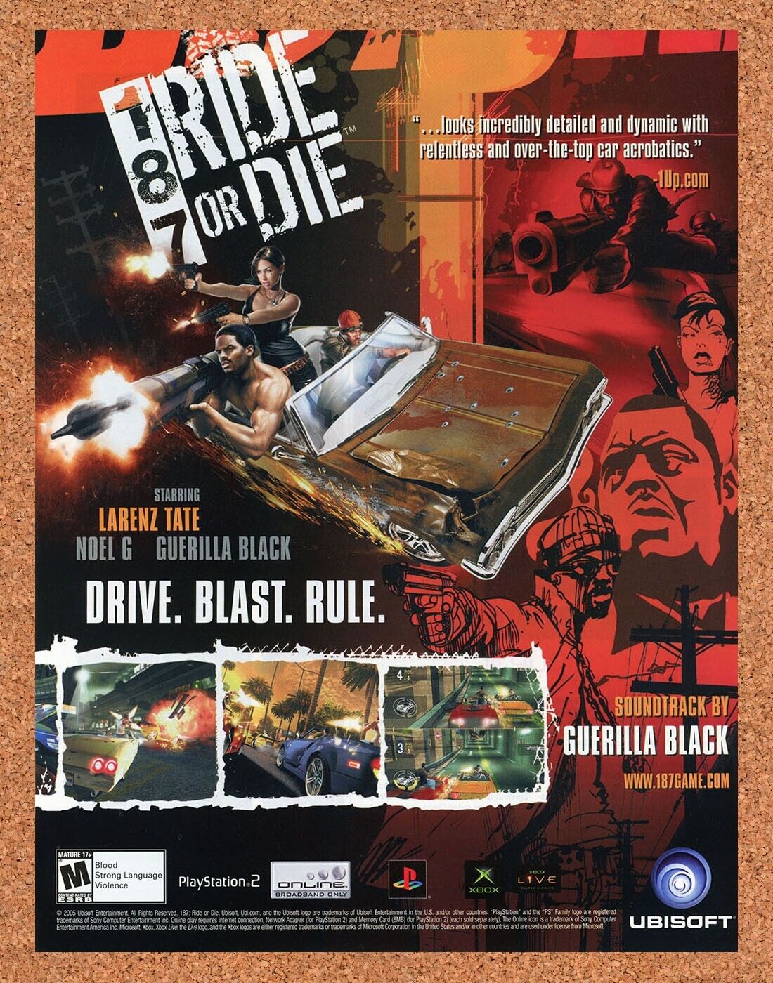 Original 2005 187 Ride Or Die PS2 Ad Authentic PlayStation Video Game Promo