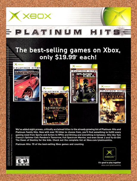 2005 Microsoft Xbox Games Platinum Hits Original Advertisement / Retro Promo v2