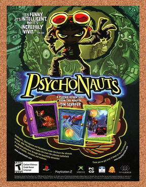 Psychonauts Xbox Original 2005 Ad Authentic Action Shooter Video Game Promo v2