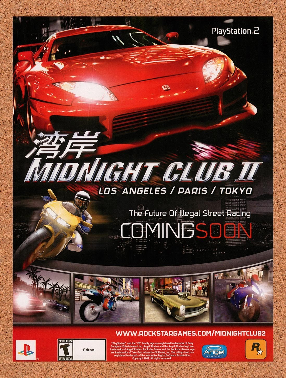 2002 Midnight Club II PS2 Original Advertisement / Retro Promo v3