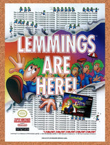 1992 Lemmings SNES Original Advertisement / Retro Wall Art v1