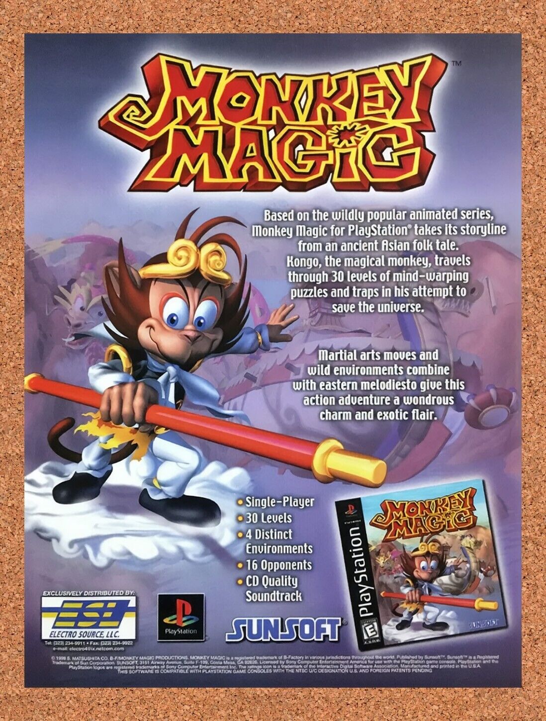 2000 Monkey Magic PS1 Original Advertisement / Retro Wall Art v1