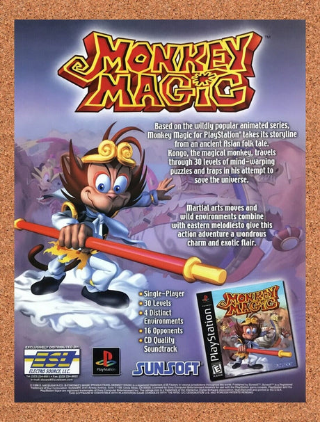 2000 Monkey Magic PS1 Original Advertisement / Retro Wall Art v1