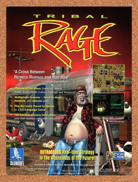 Tribal Rage PC Original 2000 Ad Authentic Windows RTS Video Game Promo v2