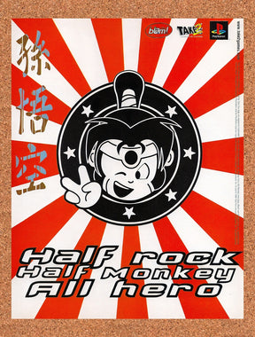 1998 Monkey Hero PS1 Original Advertisement / Retro Wall Art v2