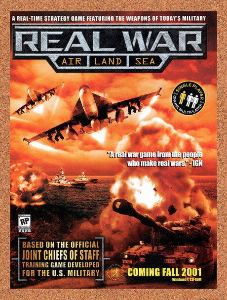 2001 Real War PC Original Advertisement / Retro Wall Art v1