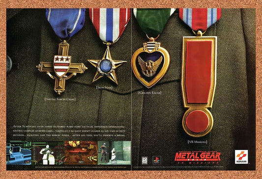 1998 Metal Gear Solid VR Missions PS1 Original Ad / Retro Wall Art v1