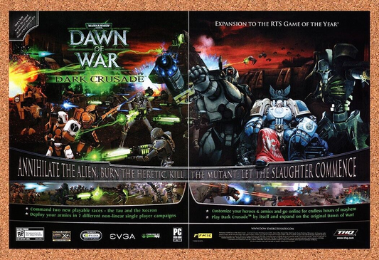 Warhammer Dawn War Dark Crusade PC Original 2005 Ad Authentic Video Game Promo