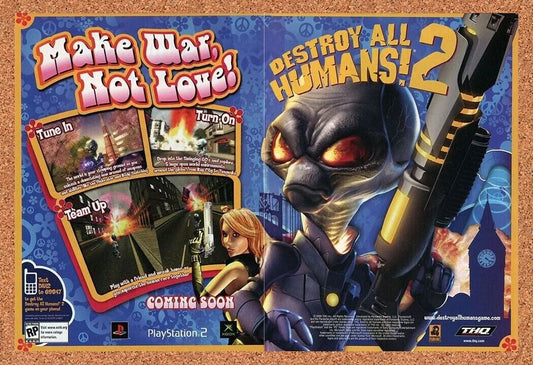 Destroy All Humans 2 Xbox Original 2006 Ad Authentic Funny THQ Video Game Promo