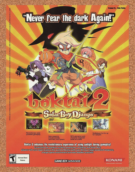 Original 2004 Boktai 2 Solar Boy Django GBA Vintage Ad - Video Game Promo