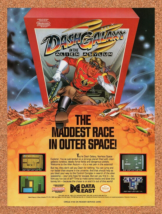 1989 Dash Galaxy NES Original Advertisement / Retro Wall Art v1